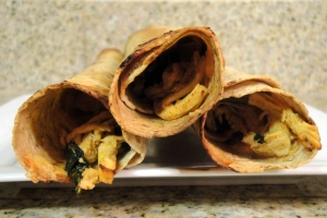 chicken and spinach taquitos from the side